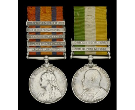 Pair: Private W. H. Dickson, Rifle Brigade  Queen’s South Africa 1899-1902, 5 clasps, Cape Colony, Tugela Heights, Relief of 