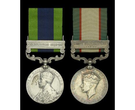 India General Service 1908-35, 1 clasp, Waziristan 1921-24 (4124 Sep. Ali Haidar, 5-8 Punjab R.); India General Service 1936-