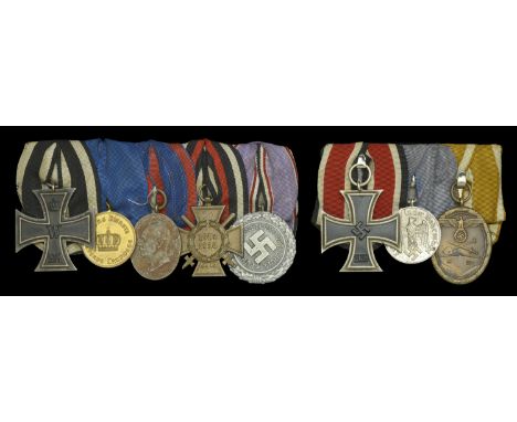 A German Great War Iron Cross Group and a Second World War Iron Cross Group. A group of five comprising a 1914 Iron Cross Sec