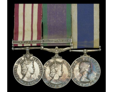 Three: Acting Petty Officer Air Fitter E. C. H. Score, Royal Navy  Naval General Service 1915-62, 1 clasp, Malaya, E.II.R. (L