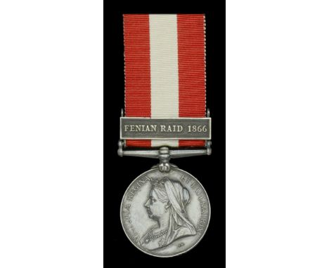 Canada General Service 1866-70, 1 clasp, Fenian Raid 1866 (Pte. S. Arscott, 7th. L.L.I.) officially impressed naming, edge br