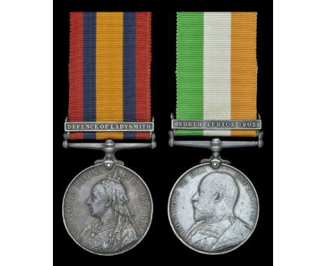 Pair: Private W. J. Best, Rifle Brigade, who was severely wounded at Ladysmith on 11 December 1899  Queen’s South Africa 1899