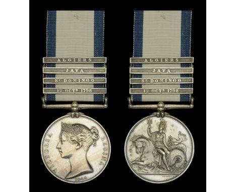 Naval General Service 1793-1840, 4 clasps, 12 Octr. 1798, St. Domingo, Java, Algiers (John Boon.) good very fine  £4,000-£5,0