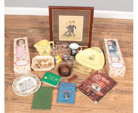 One box of mixed collectables including Babycham deer figurine along with two glasses, Scotch whisky Cutty Sark jug and dish,