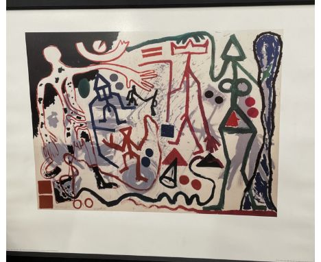 A Penck, 1983 museum exhibition lithograph framed print. Frame size 95x75cms