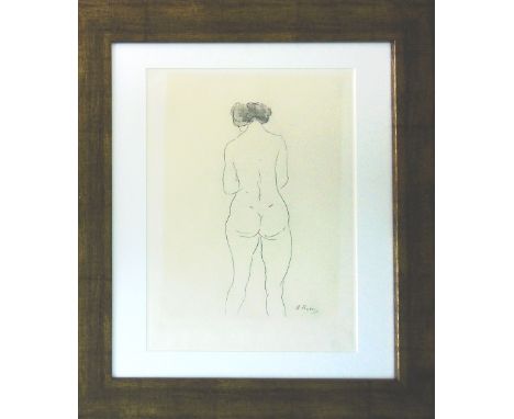 AFTER AUGUSTE RODIN, 'Nude', offset lithograph, 40cm x 28cm, framed and glazed.