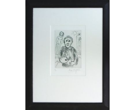 MARC CHAGALL, 'L'artiste et son modele', 1979, original etching on BFK rives paper, signed in pencil, ref. Galerie Patrick Cr