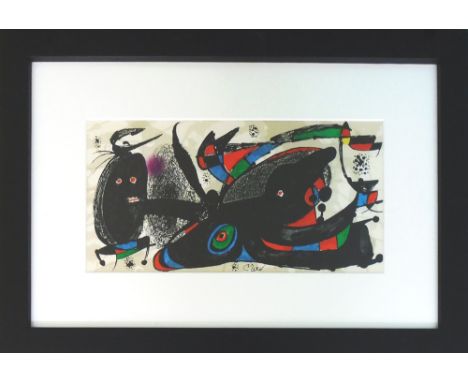 JOAN MIRO, 'Miro Sculptor-England', lithograph on heavy cream wove Guarro paper, signed in the stone, 20cm x 39.3cm, framed a