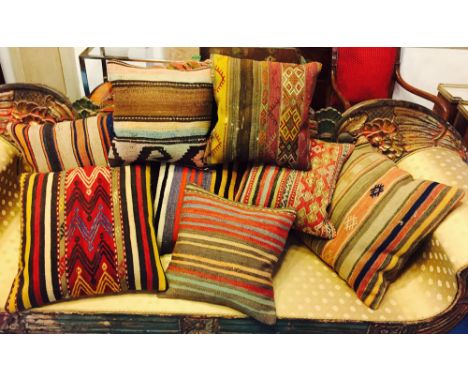 VINTAGE KILIM CUSHIONS, eight examples in various sizes and designs. (8)