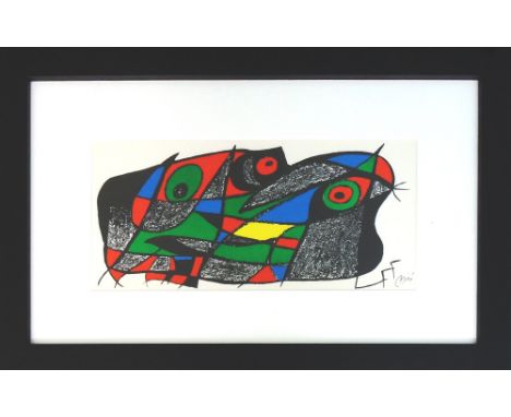 JOAN MIRO, 'Miro Sculptor-Sweden', lithograph on heavy cream wove Guarro paper, signed in the stone, 20cm x 39.3cm, framed an