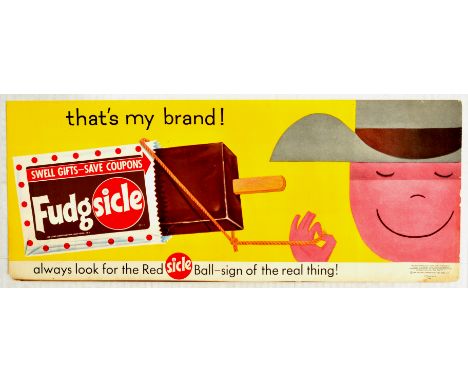 Set of 2 original vintage advertising posters for Fudgsicle - an American confectionery snack named as a portamenteau from th