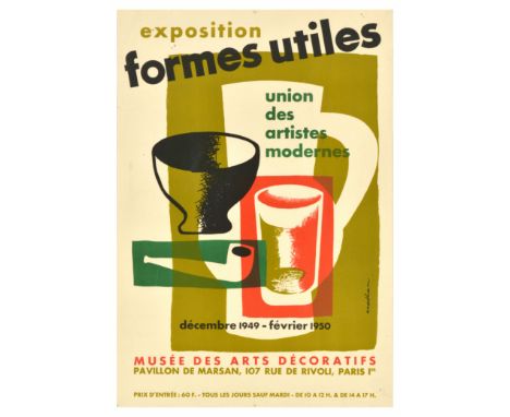Original vintage advertising poster for Formes Utiles / Useful Forms by the Union of Modern Artists from December 1949 to Feb