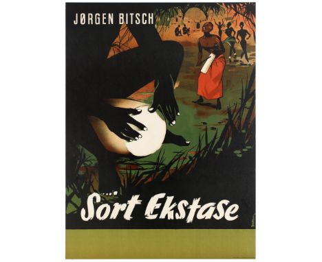 Original vintage movie poster for a documentary film Sort Ekstase (Black Ecstasy) directed by the Danish adventurer, author, 