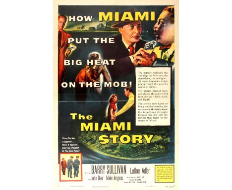 Set of 2 original vintage movie posters. 1. American crime film The Miami Story "How Miami put the big heat on the mob! Filme