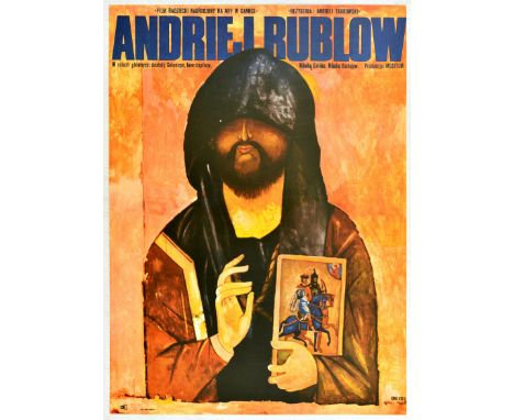 Original vintage Polish film poster for Andrei Rublev a Soviet biographical film directed by Andrei Tarkovsky and starring An