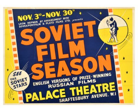 Original vintage advertising poster for Soviet Film Season presented by Leon Hepner by arrangement with Sovexportfilm &amp; P