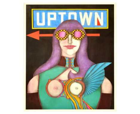 Original vintage poster Uptown featuring surreal artwork by American-German artist Richard Lindner (1901-1978) depicting a se
