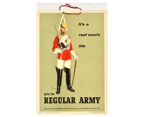 Original vintage British Army recruitment poster - Join the Regular Army It's a Real Man's Life - featuring a stunning image 