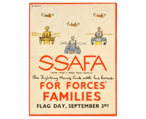 Original vintage World War Two poster - SSAFA Soldiers' Sailors' &amp; Airmen's Families Association - The Fighting Man's lin