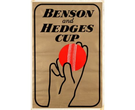 Original vintage sport advertising poster for the Benson and Hedges Cup. Great artwork showing a stylised image of a hand hol
