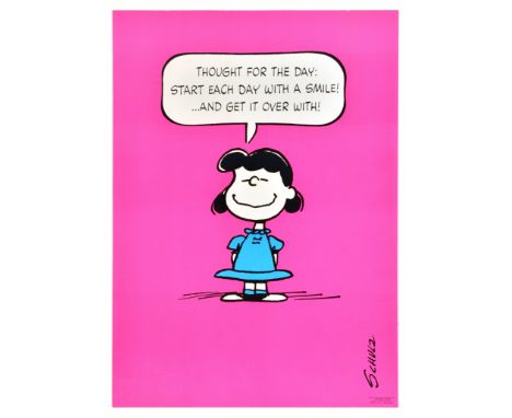 Original vintage poster featuring Lucy Van Pelt from the iconic Peanuts comic strip by the notable American cartoonist Charle