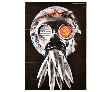 Original vintage anti-nuclear propaganda poster featuring a photomontage by the English political artist Peter Kennard (b. 19