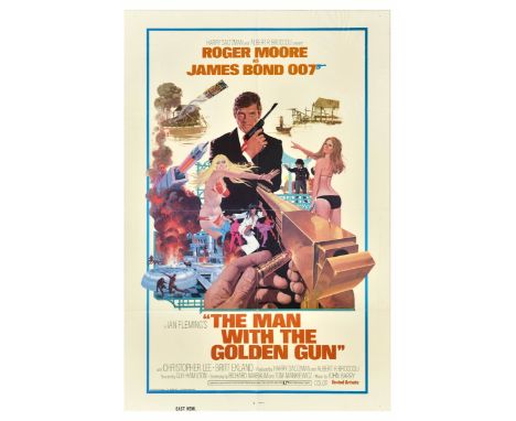 Original vintage cinema poster for the James Bond movie The Man with the Golden Gun starring Roger Moore as James Bond agent 