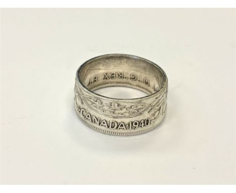 A Canadian half dollar 1940 ring, size U