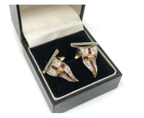 A fine pair of 18ct gold ruby and diamond Royal Yachting Squadron earrings CONDITION REPORT: The earrings appear to be in ver