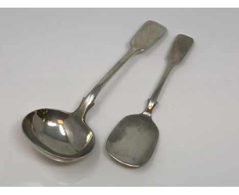 A Victorian silver ladle and a tartlet server (2)