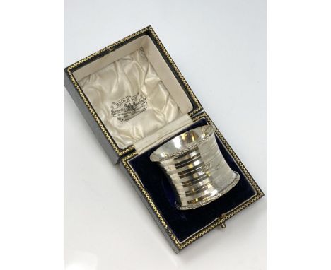 A large boxed silver serviette ring, Chester marks CONDITION REPORT: 41g