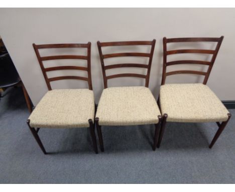 A set of six mid century Danish ladder backed dining chairs 
