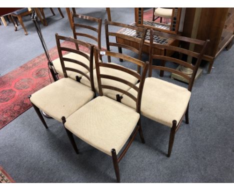 A set of five mid century Danish ladder backed dining chairs 