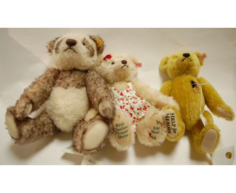 Three various modern Steiff bears each with button in the ear, to include 'Help the Heroes' bear, all boxed