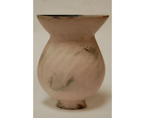 A Jane Perryman studio ceramic vase, of flattened oval form, makers monogram verso, h.25cm