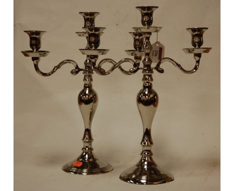 A pair of modern Laura Ashley three sconce candelabra 
