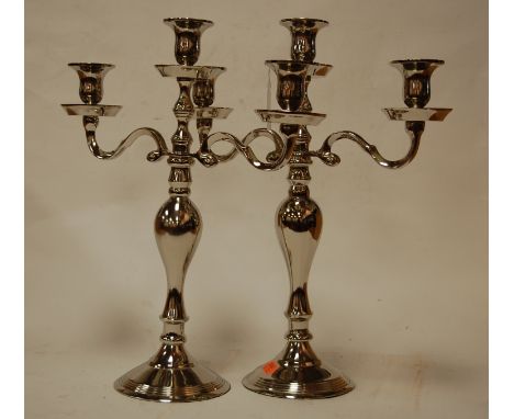 A pair of modern Laura Ashley three sconce candelabra 

