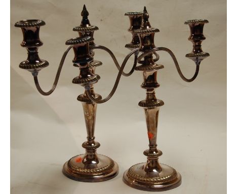 A pair of Victorian silver plated twin sconce candelabra