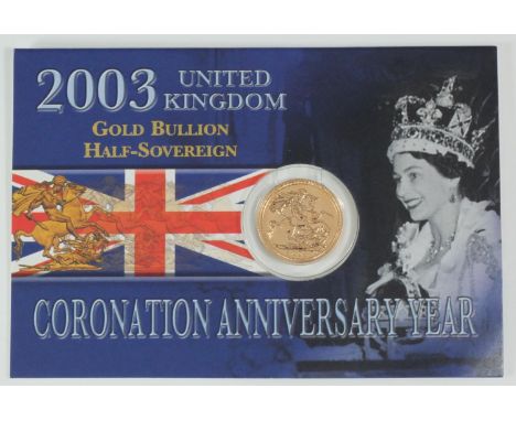 2003 gold half-sovereign, brilliant uncirculated, fourth portrait, original packaging 