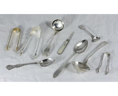 A William Eley &amp; William Fearn silver sugar sifter, London, 1804, together with a George IV fiddle-and-shell pattern silv
