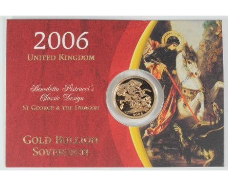 A 2006 ERII gold sovereign, fourth portrait Brilliant uncirculated, in original packaging 