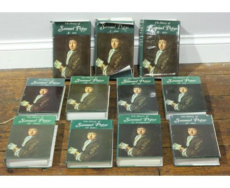 A set of eleven volumes of Robert Latham and William Matthews 'The Diary of Samuel Pepys', in green cloth cover with illustra