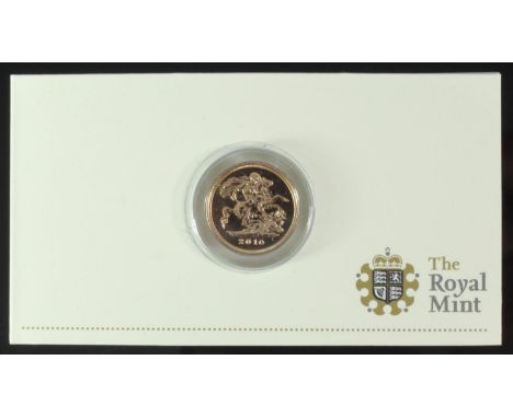 2010 gold half-sovereign, brilliant uncirculated, fourth portrait, original packaging 
