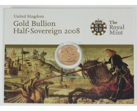2008 gold half-sovereign, brilliant uncirculated, fourth portrait, original packaging 