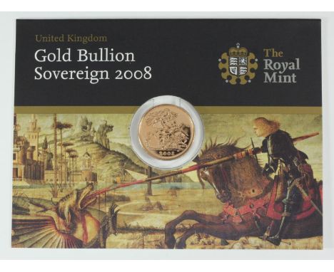 A 2008 gold sovereign, brilliant uncirculated, fourth portrait, original packaging 