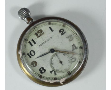 A mid-20th century GSTP pocket watch by Jaeger LeCoultre, the white dial with Arabic numerals denoting hours, in chrome-plate