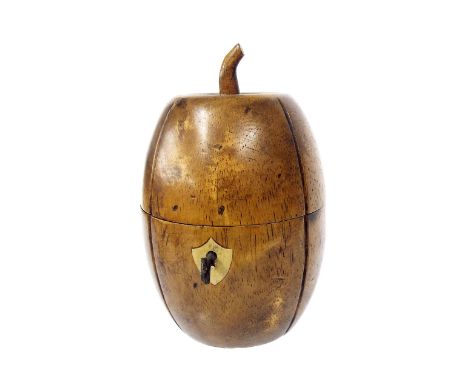 Antique style treen melon tea caddy, 7" high