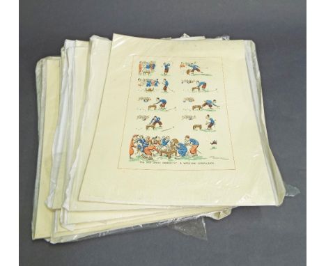 D.L. Ghilchip - collection of vintage colour cartoon prints to include 'The Will to Conquer', 'Mr Punch's Guide to the Ballro
