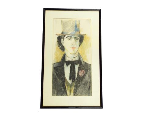 Early 20th Century School - bust portrait of a man in a top hat, indistinctly signed 'A Le Clerq?', work in pastel, 21" x 10"