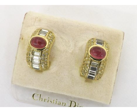 Christian Dior - pair of earrings on mount, 23mm  